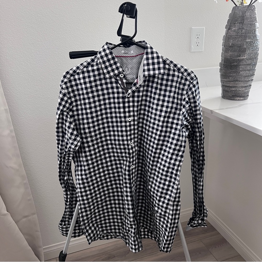Bugatchi Black and White Gingham Shirt